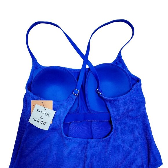 Shade & Shore Womens Blue One-Piece Swimsuit With Cross-Back Straps Size 18 - Picture 7 of 7